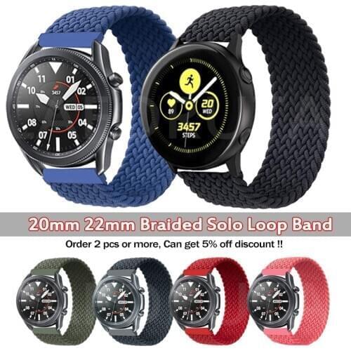 Braided Solo Loop Band For Huawei Watch GT2/2e/Pro Strap Samsung Galaxy Watch 3 45mm Gear S3 WatchBand Correa 20mm 22mm Bracelet