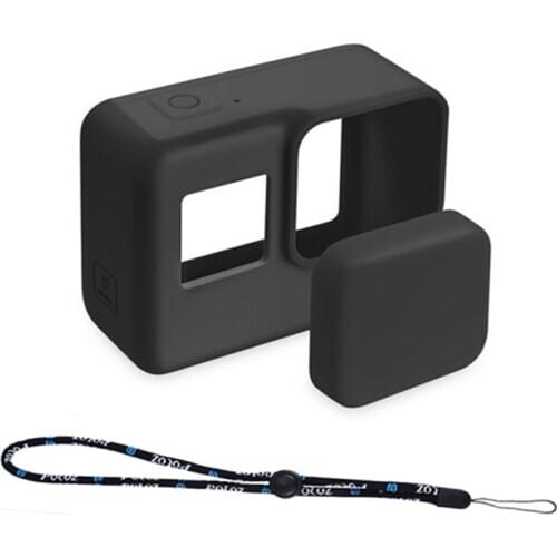 Silicone Case Rubber Protective Frame + Lens Cap + Adjustable Wrist Strap For Gopro Hero 5 6 7 Black Camera Accessories
