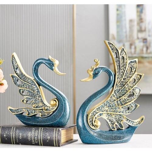 Swan Resin Figurines Miniatures Nordic Reindeer Couple Handmade Luxury Figurines Miniatures Art Decoracao Room Decoration DG50FM