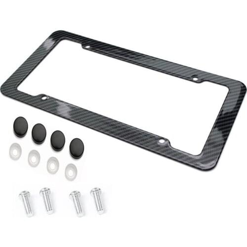 Universal 2pcs License Plate Frame Carbon Fiber Plastic License Plate Frame Bracket with Standard Screw Kits