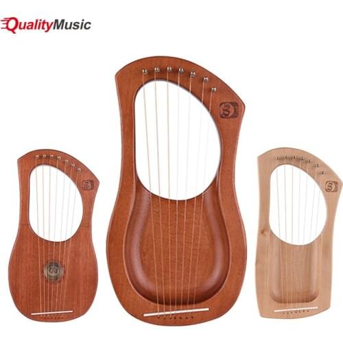 Walter.t 7-String Wooden Lyre Harp Metal Strings Birch Solid Wood String Instrument with Carry Bag WH06