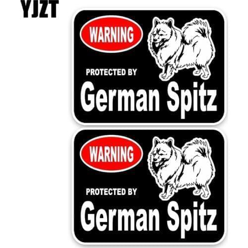 YJZT 15*11.4CM 2X German Spitz Guard Dog Funny PVC Colored Car Sticker C1-4372
