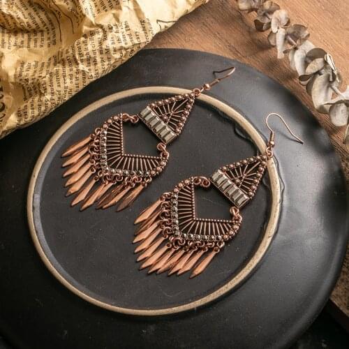 New Bohemia Ethnic Earrings For Women Female Rose Goldn Luxury Tassel Dangel Drop Earrings boho Indian fine Jewelry Accessories