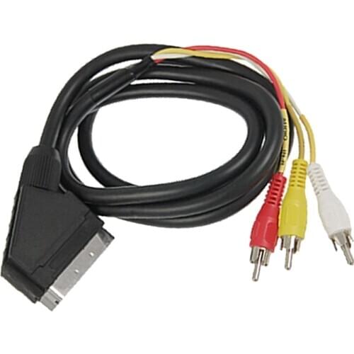 1.5m Scart to RCA Triple 3 x Phono Cable Composite o Video Lead