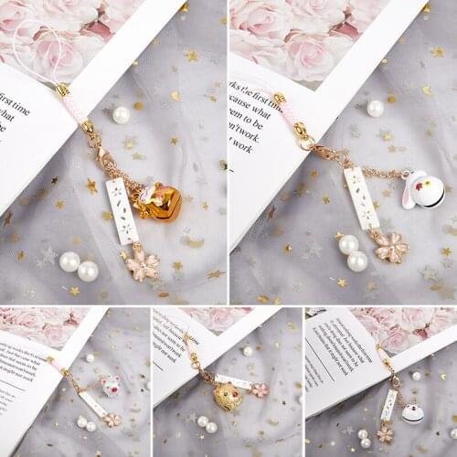 1pcs Tradition Rabbit Pig Cat Bell Sakura Omamori Phone Accessory Bag Pendant Good Luck Fortune Wealth Charm Couple Gift