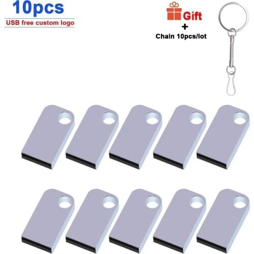 10pcs/lot Hot sale metal USB Flash Drive 4GB 16GB flash disk Pendrive 32GB 64GB memory stick USB 2.0 Flash USB Stick free logo