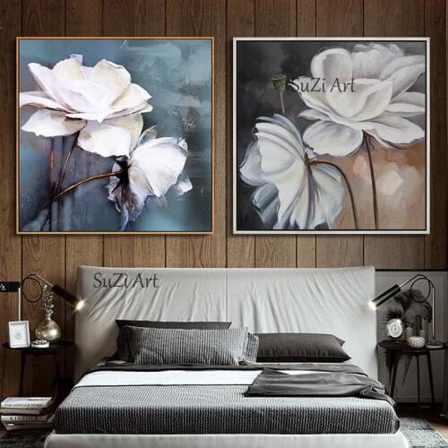100% Handmade Modern Abstract Decorative Flowers Oil Painting On Canvas Wall Art For Living Room Decor