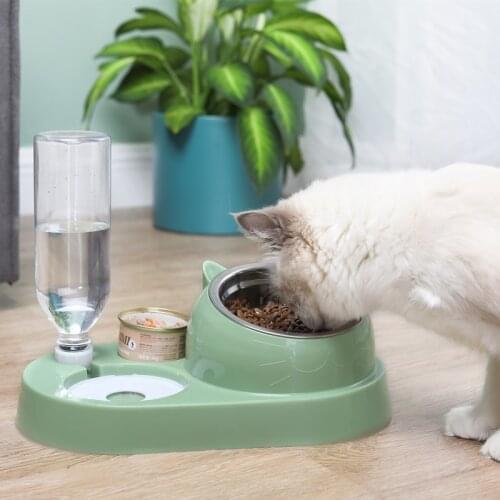 2021 cute NEW Pet Dogs Cats Double Bowls Food Water Feeder Container Dispenser For Dogs Cats Drinking High Quality Pet Products