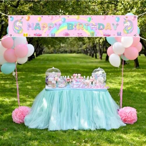 300x50cm Banner 3 Styles Unicorn Balloons Birthday Party Photocall Lengthen Background Garden Fence Decorations Backdrops Booth