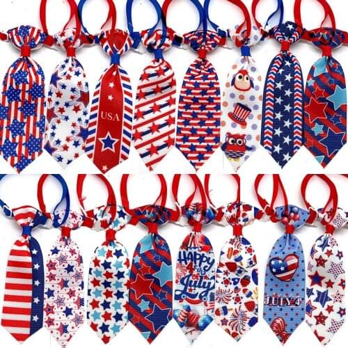 50/100pcs American Independence Day Pet Accessories 4th July Pet Dog Bow Ties Adjustable Dog Cat Bowties for Small&Medium Dog