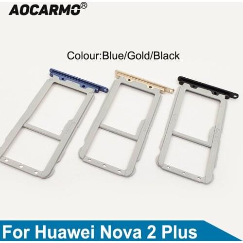 Aocarmo MicroSD Holder Nano Sim Card Tray For Huawei Nova 2 Plus Replacement Part