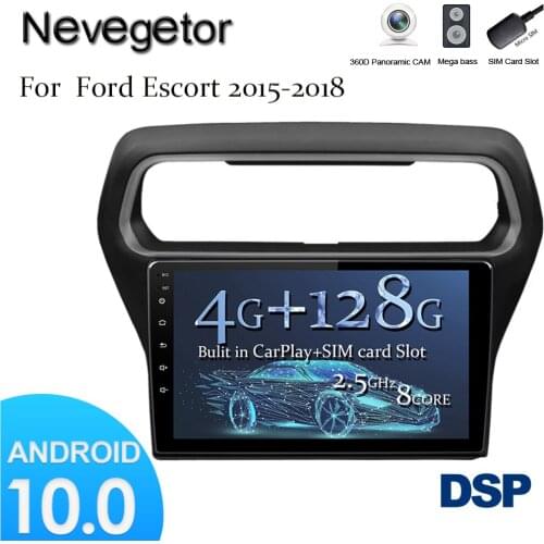 Android 10.0 4G Lte Car multimedia navigation GPS DVD player For Ford Escort 2015 2016 20172018 years IPS screen Radio