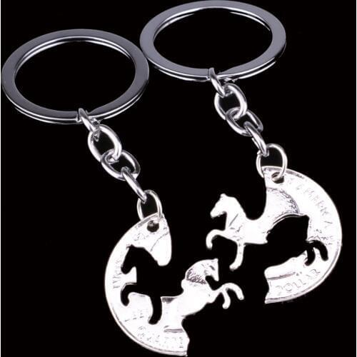 Bespmosp Charm Silver Plated Horse Animal Key Chain Ring Friendship Friends Lovers Couple Keyring Keychain Family Women Men Gift