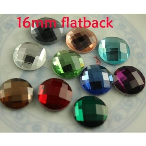Bling Rhinestone Mix color 16mm Round Surface Flatback Transparent Glass Crystal No Hole For Wedding Dress Accessory Nail Arts
