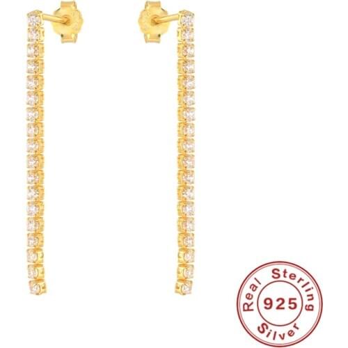 BOAKO 925 Sterling Silver Long Line Tassel Chain Drop Earrings For Women Crystal Luxury Piercing Ohrringe Zircon Earring Jewelry