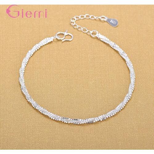 Hot Fashion Twisted Chain Anklet 925 Sterling Silver Bracelet Chain Jewelry For Women Girl Gifts Wholesale