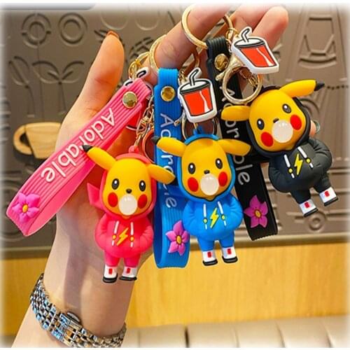 Pokemon Anime Doll Keychain Cute Cartoon Silicone Sweatshirt Pikachu School Bag Key Chain Ornaments Small Gifts Small Surprise