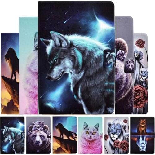Wolf Tiger Funda For Amazon Fire HD 10 Plus Case 2021 11th Generation Tablet Wallet Cover For Amazon Fire HD 10 2021 2017 2019