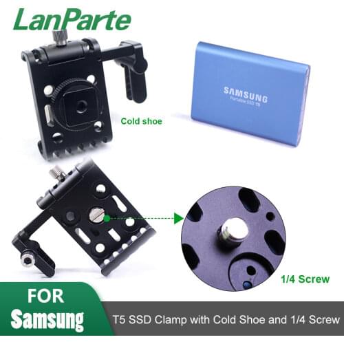 LanParte SSD holder Clamp bracket for Samsung T5 SSD for BMPCC 6k 4K Camera with USB-C Cable Clamp