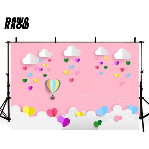 DAWNKNOW Cartoon Flower Photography Background Wedding Photocall Pink Wall Photographic Backdrops Photo Studio Children lv2610