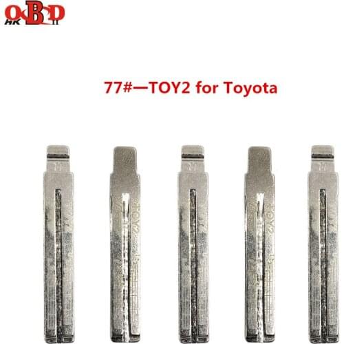 HKOBDII 10pcs Uncut Metal NO. 77 Scale Blank Car Key KD MINI/KD900 Remote Blade TOY2 for Toyota 77# Key Blades
