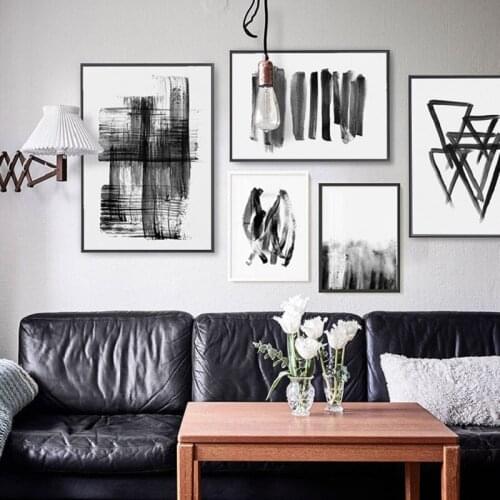 Nordic Canvas Paintings Printed Poster Abstract Black Ink Picture Living Room Hotel Wall Décor