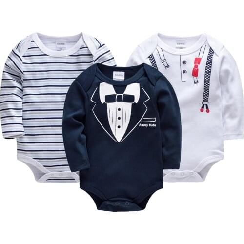 Unisex Baby Bodysuit 3 Pcs/lot Newborn Body bebe Clothes Long Sleeve Striped Cotton Jumpsuit Infant 0-24m Toddlers Overalls