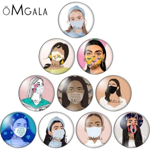 Fashion Beauty Girls illustrations 10pcs 12mm/18mm/20mm/25mm Round photo glass cabochon demo flat back Making findings