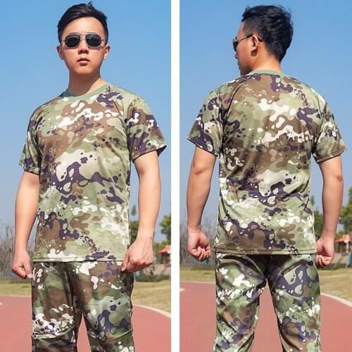 2021 Men Camouflage Short Sleeve Polo T-Shirt Outdoor Tactical Military Uniforms Hunting Tops Combat Blouse Soldier Army Suit
