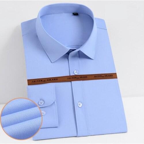 2021 Mens Comfortable Dress Shirts Pocket-less Design Long Sleeve Classic Shirt