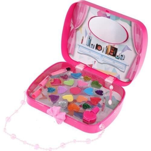 Princess Girl Make Up Play Set Rose Red Handbag Cosmetic Beauty Set for Kids Role Play Toys