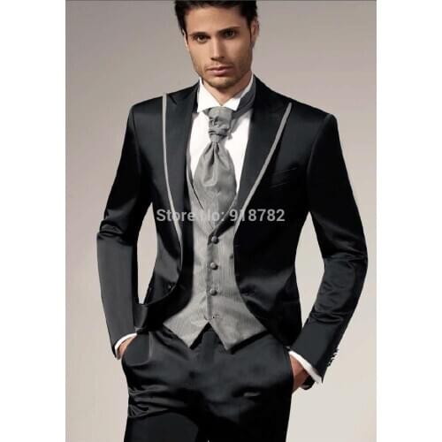 2017 New Classic Custom Groom Tuxedos Best Man Groomsmen Tailored Made Wedding Suits For Men 3 Piece (Jacket+Pants+Vest+Tie)