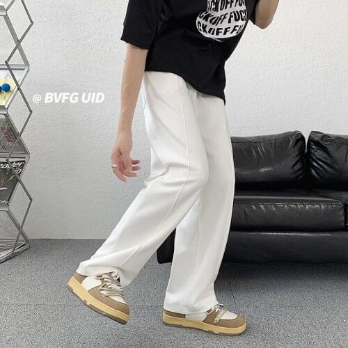 Autumn Black/white Sweatpants Mens Fashion Casual Pants Men Streetwear Loose Straight Pants Mens Wide-leg Trousers M-5XL