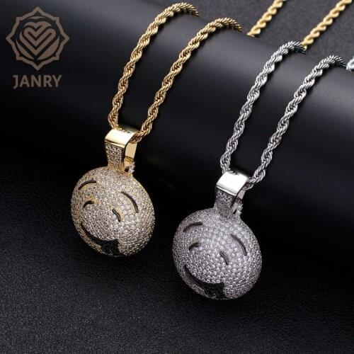 JANRY Slobber Pendant Necklace Micro-inlaid Zircon Men Women Street Hip Hop Necklace With 60cm Chain