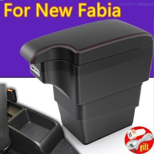 For New Fabia armrest box central Store content Storage Fabia 3 mk3 armrest box with cup holder phone holder USB