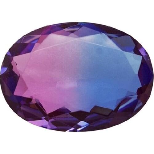 Oval shaped double tourmaline pink and purple gradient assembled stone sugar color cushion for DIY making