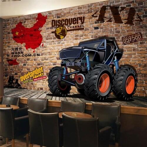 Custom Mural Wallpaper Retro 3D Brick Wall Car Tooling Background Wall Painting