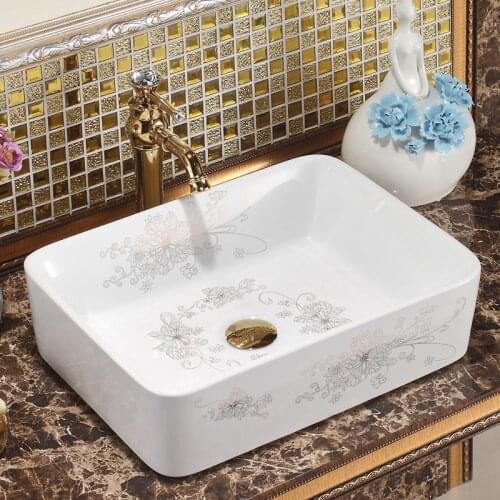 Rectangular Jingdezhen Bathroom ceramic sink wash basin Porcelain Counter Top Wash Basin Bathroom Sinks bathroom sink antique