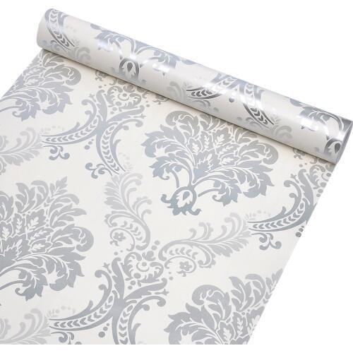 Luxury Victorian Damask 3D Wallpaper Roll Home Decor Living Room Bedroom Silver Floral Wall Paper
