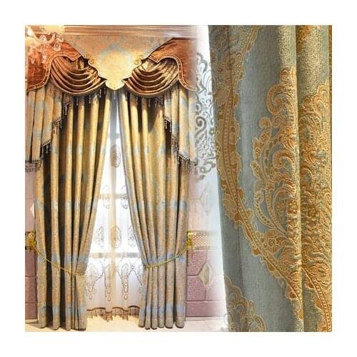 Luxury chenille European curtain living room bedroom finished custom all shade curtain fabric curtins for livingroom bedroom