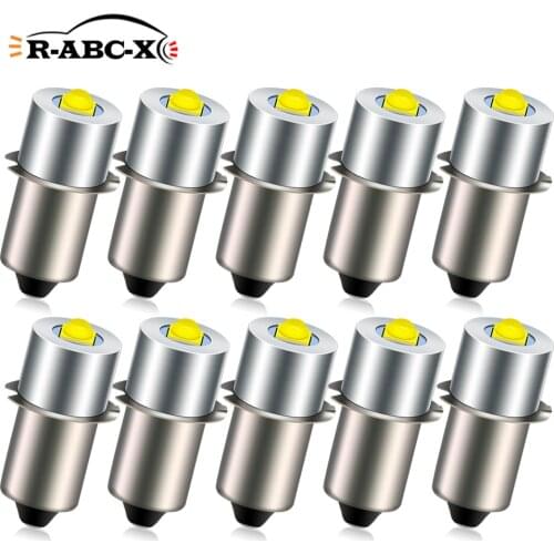 RUIANDSION 50Pcs Wholesale E10 Screw Thread P13.5S PR2 4D 6D 9D Maglite Flashlight LED Bulb 6V-24V 9V 12V 18V 13.5V Torch 6000K