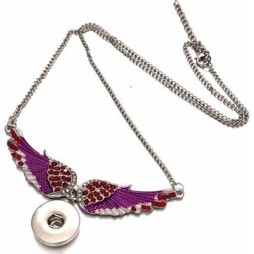 Interchangeable Crystal Wing Ginger 290 Snap Button Pendant Necklace Jewelry Fit 18mm Snap Button Charm jewelry For Women Gift