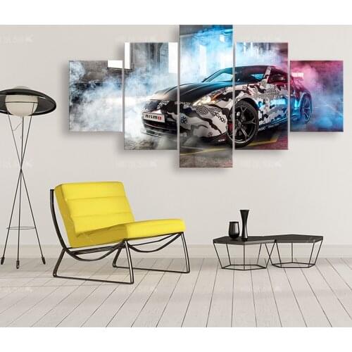 Sports Car Canvas Painting HD Print Modular Artwork Modern 5 Pieces Nissan Car Pictures Bedside Home Decorative Wall Art Posters