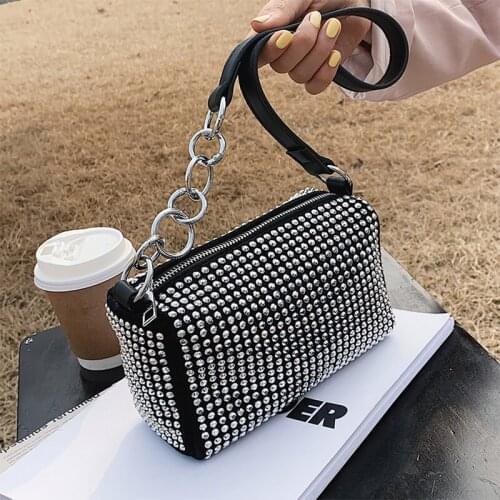Diamond Chain Shoulder Bag Women Luxury 2021 Simple Summer Crossbody Bag Female Fashion Brand Design PU Leather Handbag