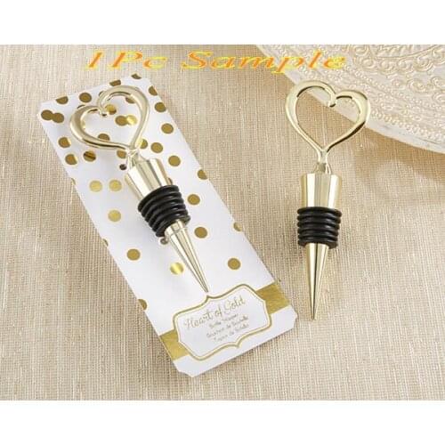 Wedding and Event Party Favors of Gold Love Heart Bottle Stopper wedding gifts for Bridal Shower favors