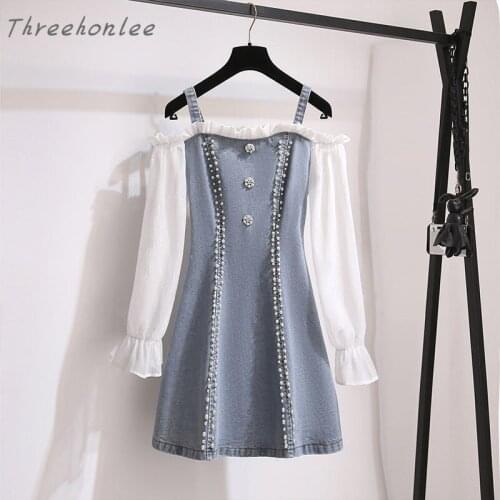 Threehonlee Fashion Denim Dresses
