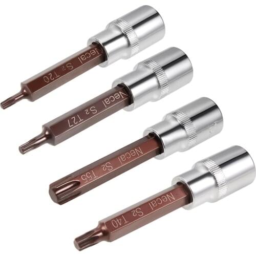 Uxcell 1/2-Inch Drive Torx Bit Socket Wrench S2 Steel T20/25/27/30/35/40/45/50/55 100mm Length to Household Maintenance