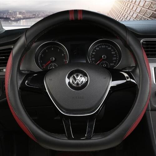 D Shape Leather Car Steering Wheel Cover Four Seasons Steering Wheel Hubs for GOLF 7 8 2015 POLO JATTA Interior Accessories