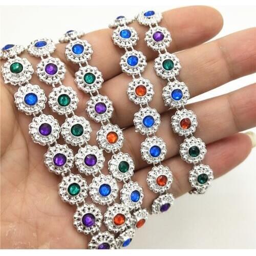 1 Yard Hot Fix Glitter dress Rhinestones Motifs Ribbon Crystalpatches applique hotfix strass Sewing & Fabric