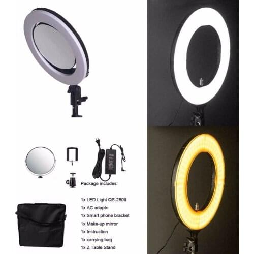 10'' QS-280II 95RA Bicolor LED Ring Selfie Lights For Reading Learning Making up beauty led ring lamp ring light